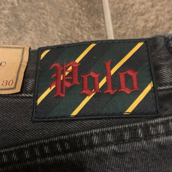Polo Ralph Lauren Jean Sz 32 X 30 Black Grey Classic Fit Embroidered Art Graphic - Picture 13 of 14